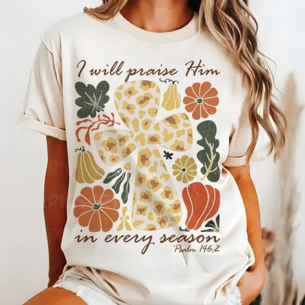 Retro Religious T-shirt, Thankful Bible Verse Christian T-shirt